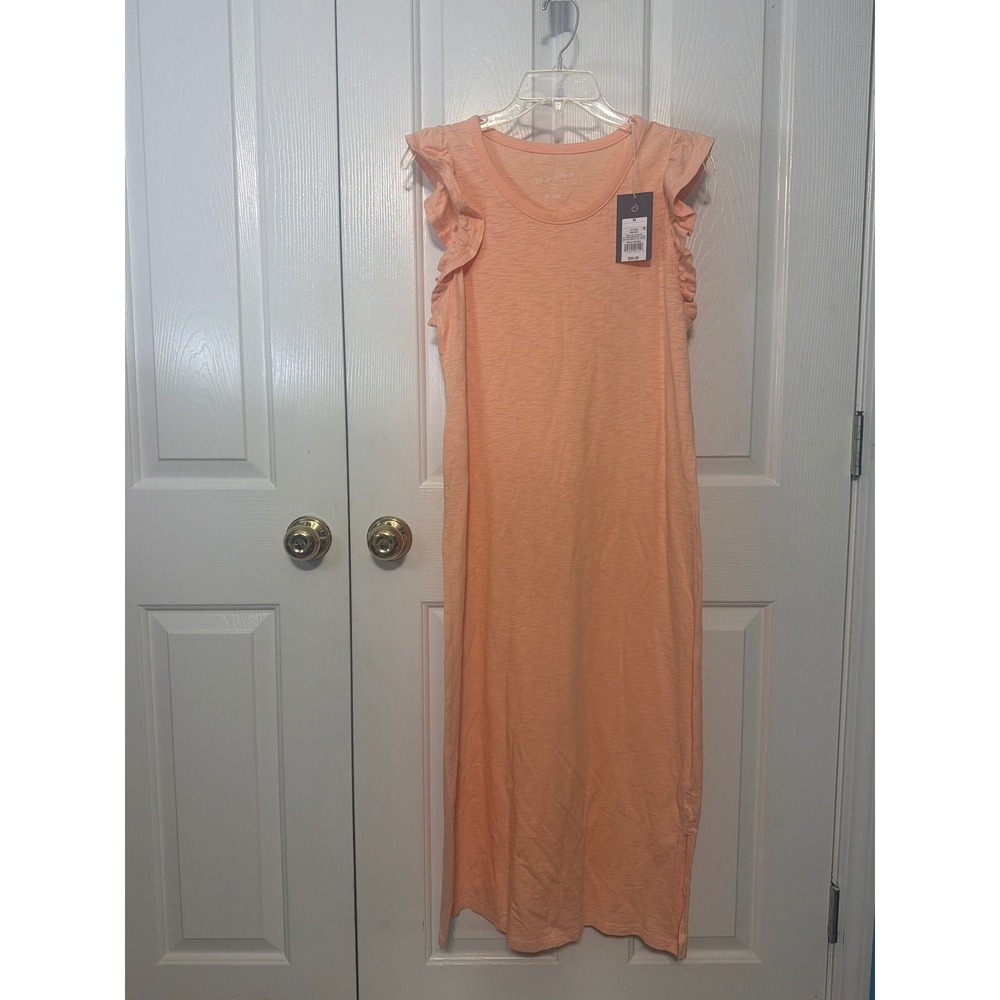 Universal Thread Women Coral Ruffle Sleeve Slub Knit Maxi Dress Medium NWT